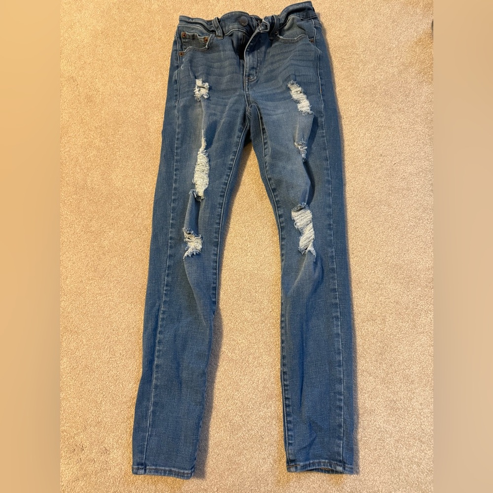 Aeropostale Ripped Blue Skinny Jeans